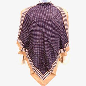 Beautiful Yves Saint Laurent  Silk Satin Scarf 31" Brown purple square Dott  (26